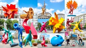 Sculpturi moderne în peisajul urban bucureștean.